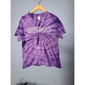 Worlds of Fun Purple Tie Dye Graphic T-Shirt Colortone Mens Large Amusement Park